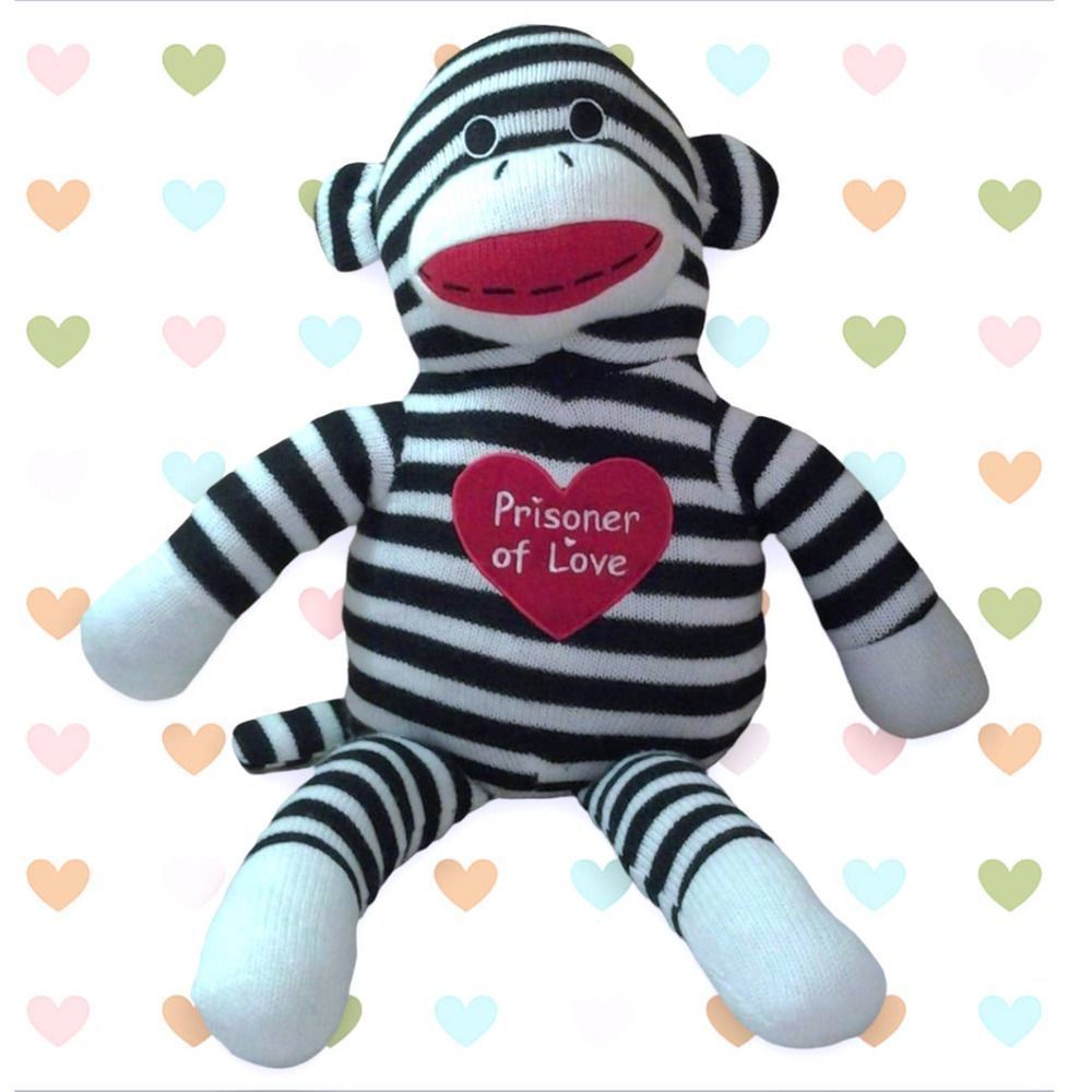 DanDee Sock Monkey Prisoner Of Love Jail Monkey Plush Stuffed Animal 2014 23"